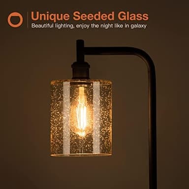 addlon Floor Lamps for Living Room Bright Lighting with Seeded Glass lampshade, Modern Bright Floor Lamp with LED Bulbs Industrial Standing lamp for beroom, Tall Pole Lamps Office - Black - Image 4