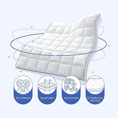 USKRIGE Cal King Mattress Topper, Extra Thick Cooling Mattress Pillowtop for Back Pain, Plush Mattress Pad Protector with 8-21 Inch Elastic Deep Pocket 6d Down Alternative Filling - Image 9