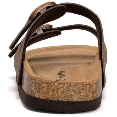 Torotto Kids Sandals Boys Girls Slide Summer Non-slip Cork Glitter Toddler Slippers with Adjustable Straps for Indoor & Outdoor(Dark brown-36) - Image 4