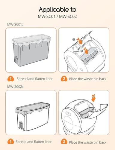 MeoWant Cat Litter Box Liners, Drawstring Receptacles Bags Thickened Waste Bag for MeoWant MW-SC01/MW-SC02 Automatic Cat Litter Box, 20pcs - Image 6