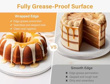 Kootek Cake Boards Drums 12 Inch Round, 1/2" Thick Professional Fully Wrapped Edges Decorating Supplies, White 6-Pack Sturdy Corrugated Cardboard Base, Base para Pastel - Image 4