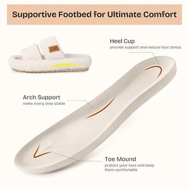 EverFoams Womens Fuzzy Open-toe Slippers Soft Comfy Memory Foam Indoor House Shoes Vanilla Ice,7-8 US - Image 3