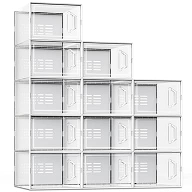 SEE SPRING X-Large Shoe Storage Box Fit Size 11, Clear Plastic Stackable Shoe Organizer for Closet, Space Saving Sneaker Shoe Rack Containers Bins Holders for Entryway, Under Bed, 12 Pack Clear - Image 1