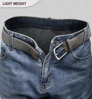 KEMISANT Men's Golf Belt 2 Pack-Braided Woven Stretch Belt for Gift Men Casual Jeans Sports Work 1 3/8"(Beige/Dark Gray,36"-40" Waist Adjustable) - Image 6