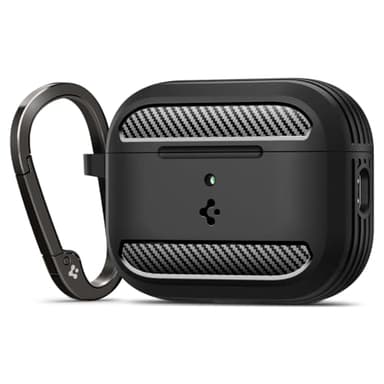 Spigen for AirPods Pro 3 Case, Rugged Armor Compatible with AirPods Pro 3rd Generation Case (2025), Shockproof Protective Cover with Carabiner - Matte Black - Image 1