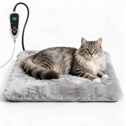GOLOPET Cat Heating Pad 18x18 in with Smart Thermostat Switch and Power Line Protection Tube,Obtained MET and UL Dual Certification,Waterproof Pet Heating Pad for Cats, with Long Velvet Cloth Cover - Image 1