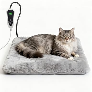 GOLOPET Cat Heating Pad 18x18 in with Smart Thermostat Switch and Power Line Protection Tube,Obtained MET and UL Dual Certification,Waterproof Pet Heating Pad for Cats, with Long Velvet Cloth Cover - Image 1