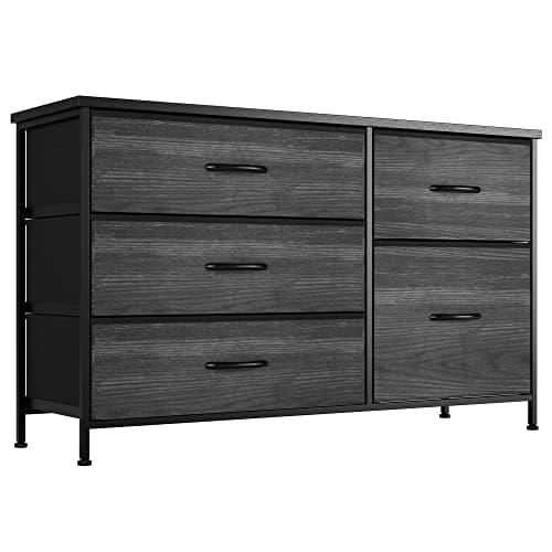 Nicehill Black Dresser for Bedroom with 5 Drawers, Chests of Drawers for Closet, Clothes, Nursery, Bedroom Dresser with Drawers,Black Wood Grain - Image 1