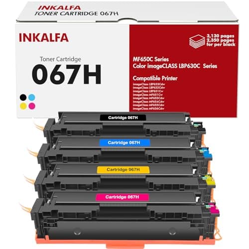 067H 067 Toner Cartridge Set MF656Cdw Compatible Replacement for Canon 067H 067 Color ImageCLASS MF654Cdw LBP632Cdw LBP633Cdw MF653Cdw Printer 4 Pack High Yield Ink |Black Cyan Magenta Yellow| - Image 1