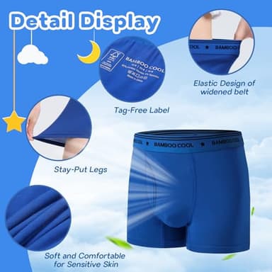 BAMBOO COOL Boys' Underwear Moisture-Wicking Brethable Boxer Briefs Soft Lightweight Tag-Free with Fly Pouch 6-Pack - Image 2