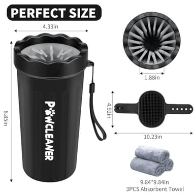 Dog Paw Cleaner, Washer, Muddy Pet Foot Cleaner for Small Medium Large Breed Dogs/Cats (with 3 absorbent towel) (Black, Large) - Image 6