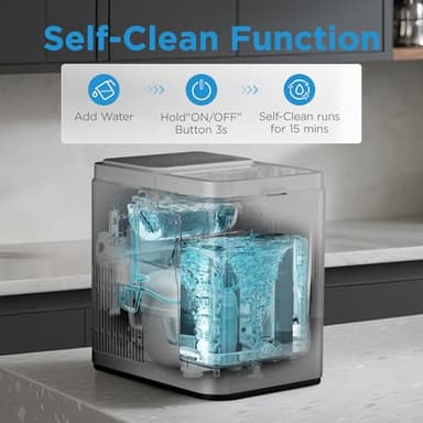 Midea MERI26B1AGY Ice Maker Countertop, 26lbs Portable Ice Maker, 8 Cubes Ready in 6 Mins, Self-Cleaning with Ice Basket and Scoop, 2 Sizes of Bullet Ice for Home, Camping, Office, Party - Image 4