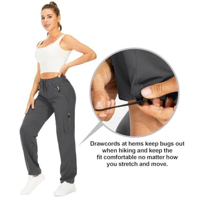 Women's Hiking Pants Quick Dry UPF 50 Travel Golf Pants Lightweight Camping Work Cargo Pants Zipper Pockets,6608,Dark Grey,2XL - Image 4