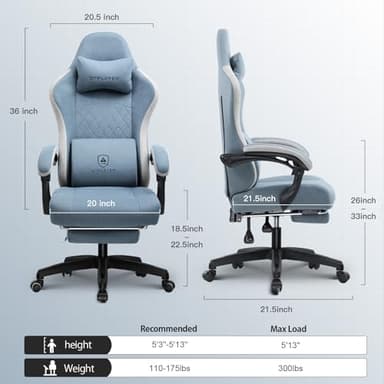 GTPLAYER Gaming Chair, Computer Office Chair with Pocket Spring Cushion, Linkage Armrests and Footrest, High Back Ergonomic Computer Chair with Lumbar Support Task Chair with Footrest - Image 3