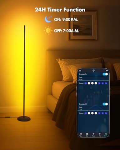 Vexinat Corner Floor Lamp, Smart RGB LED Corner Lamp with App & Remote, Modern Floor Lamp with 16 Million Colors, Music Sync, Scene Modes, Color Changing Standing Lamps for Living Room, Bedroom - Image 8