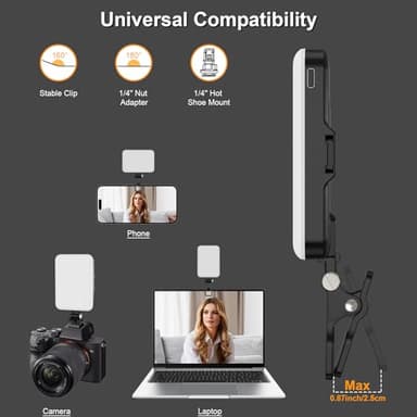 Hagibis LED Camera Light - Portable Photography Lighting with 60 LED, 2200mAh Rechargeable Battery, 7 Modes, 10-Level Brightness, Clip-on Light for Phone/Tablet/Laptop - Image 4