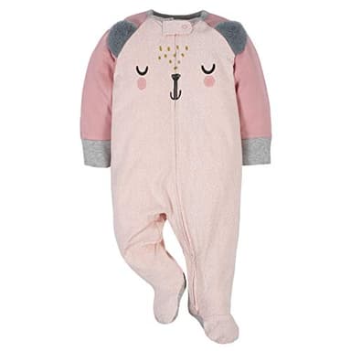 Gerber Baby Girls 4 Pack Sleep 'N Play Footie Bear Pink 0-3 Months - Image 2