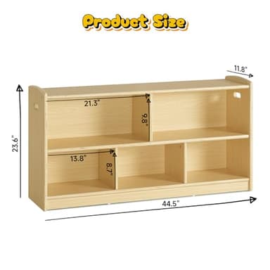 ONBRILL 2-Tier Wood Montessori Cabinet for Kids, Toddler Room Book Shelves Toy Organizers and Storage, Small Book Shelf Storage for Baby Children, Furniture of Classroom, Nursery, Playroom - Image 3