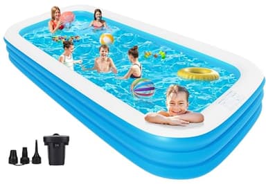 Large Inflatable Pool for Adults, 150" X 74" X 22" Big Swimming Pool Blow Up Pools, 2025 Upgraded Extra Oversized Thickened Family Pools for Backyard Summer Outdoor - Image 1