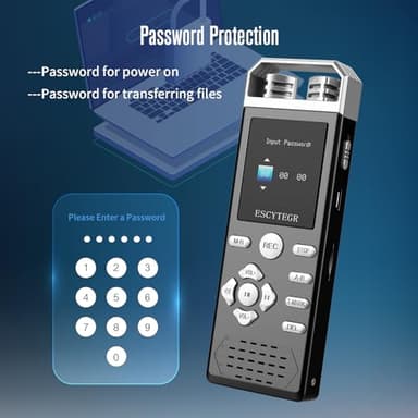 ESCYTEGR 144GB Digital Voice Activated Recorder 1536KBPS Audio Voice Recorder with Playback Recording Device Dictaphone Sound Tape Recorder with Password Protection for Lectures,Meetings - Image 5