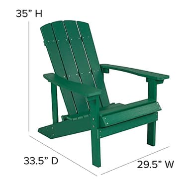 Flash Furniture Charlestown Commercial Grade Indoor/Outdoor Adirondack Chair, Weather Resistant Durable Poly Resin Deck and Patio Seating, Green - Image 3