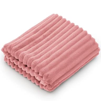 BEDELITE Baby Blankets for Boys Girls 30"x 40" - 3D Ribbed Jacquard Cute Fuzzy Fleece Blanket, Warm and Breathable Soft Cozy Infant Toddler Blanket for Newborn All Seasons Suitable, Pink - Image 1