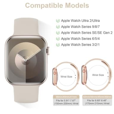 6 Pack Silicone Sport Bands Compatible with Apple Watch Band 38mm 40mm 41mm 42mm 44mm 45mm 46mm 49mm Women Men, Soft Strap Waterproof Wristband for iWatch Series 10 9 8 7 6 5 4 3 2 1 Ultra SE - Image 2