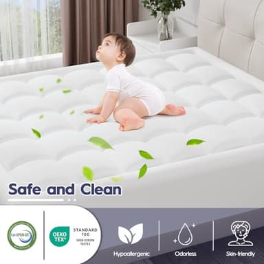 ELEMUSE Queen Size Dual Layer 3 Inch Memory Foam Mattress Topper,Cooling Gel Memory Foam Pillow Top Mattress Pad Cover for Back Pain Relief - Image 8