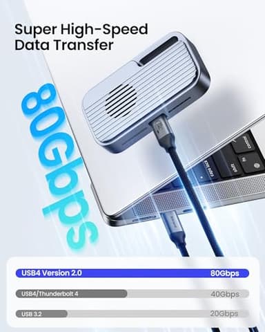 Silkland 80Gbps USB 4 Cable for Thunderbolt 5 Cable 10FT/3M, 120Gbps Bandwidth for 16K/Dual 8K, 240W Fast Charging, USB C Monitor Cable Compatible Thunderbolt 4/5/3, SSD, Monitor,MacBook M4 Pro,Dock - Image 2