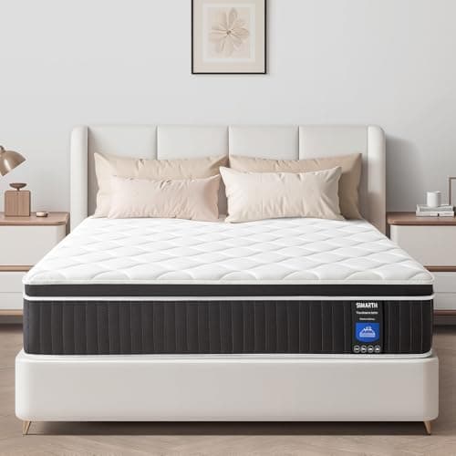 SIMARTH Queen Size Mattress 14 Inch, Upgrade Strengthen Queen Hybrid Mattresses in a Box, Memory Foam and Individually Pocketed Springs for Support and Pressure Relief, Medium Firm - Image 1