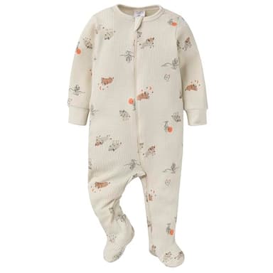 Gerber Baby Unisex 2-Pack 2-Way Zip Thermal Footed Sleep 'N Play, Buffalo, Newborn - Image 2