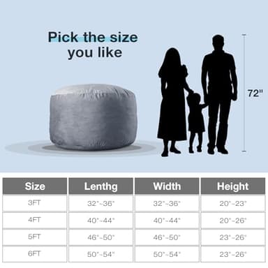 EDUJIN 6 ft Giant Bean Bag Chair: 6' Memory Foam Filled Bean Bag Chairs for Adults with Filling,Ultra Soft Dutch Velvet Cover,Round Fluffy Lazy Sofa for Living Room - 6 Foot Giant, Camel - Image 2
