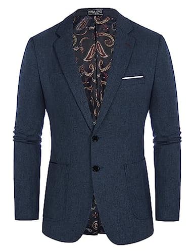 Mens Casual Sport Coats Two Button Suit Jacket with Pockets Lightweight Sport Coat Blazer Navy - Image 2