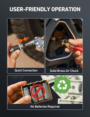 AstroAI T3 Heavy-Duty Tire Pressure Gauge with Inflator, Dual Head Chuck ANSI B40.1 Accurate Air Chuck with Pressure Gauge, 10-120 PSI, Compatible with 1/4" NPT Air Compressor - Image 7