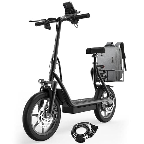 VOLPAM Electric Scooter Adults, Folding E-Scooter for Adults, 500W Motor, 22 MPH Speed, 27 Mile Range, 14" Tires, Electric Kick Scooter with Seat, with Dual Braking Dual Suspension - Image 1