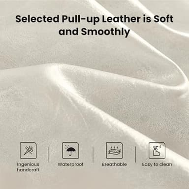 PHI VILLA Leather Bar Stools Set of 3, Modern Counter Height Bar Stool Kitchen Counter Chairs, 24 Inch Barstools with Back - Image 3