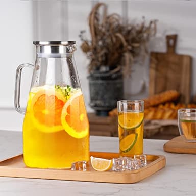 3 Quart Glass Pitcher with Lid,96 oz -Iced Tea Pitcher, Juice, Milk, Coffee, Lemonade - Borosilicate Boiling Glassware - Hot & Cold Beverages Christmas Gift,New Year Gift - Image 3