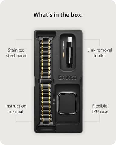 Fullmosa Bands Compatible with Apple Watch Band 46mm Series 11 10, Stainless Steel iWatch Band with Case for Apple Watch, Black and Gold - Image 7