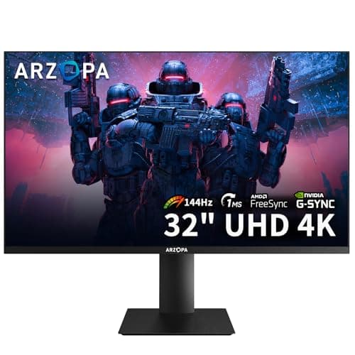 ARZOPA 32” 4K UHD (3840x2160) Gaming Monitor 144HZ IPS Screen, Height Adjustable Stand, VESA Mountable, Support AMD Freesync & NVIDIA G-Sync, DP 1.4, HDMI 2.1 -M3RC - Image 1