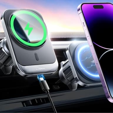 LISEN for MagSafe Car Mount Charger for iPhone 16, 15W Wireless Universal Vent Charger for iPhone 16 Car Accessories Magnetic Phone Holder Mount, Fits iPhone 16 15 Pro Max - Image 1