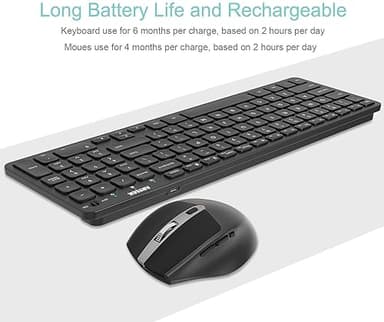 Arteck 2.4G USB Wireless Keyboard and Mouse Combo Ultra Slim Compact Keyboard and Ergonomic Mouse for Computer Desktop PC Laptop and Windows 11/10/8/7 Build in USB-C Rechargeable Battery - Image 5