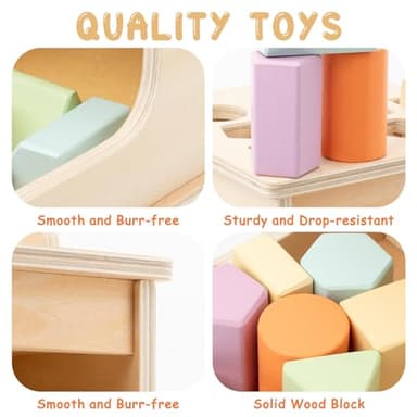 Busy edition Montessori Toys for Babies 6-12 Months Developmental, Object Permanence Box with 6 Blocks, Wooden Baby Toys for Infants Toddlers, Ball Drop Toy - Image 5