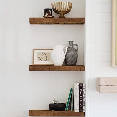 QEEIG Floating Shelves for Wall Bathroom Shelf Bedroom Kitchen Living Room Hanging Book Shelves Small Farmhouse Decor 16 inch Set of 3, Rustic Brown (015-BN3) - Image 8