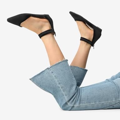 DREAM PAIRS Women's Low Wedge Round Toe Ankle Strap Dress Comfortable Casual Flats Shoes - Image 8