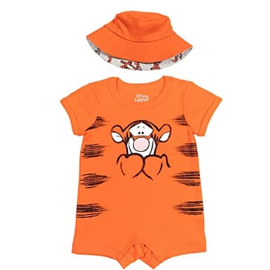 Disney Winnie the Pooh Tigger Newborn Baby Boys Romper and Bucket Sun Hat Orange 3-6 Months - Image 3