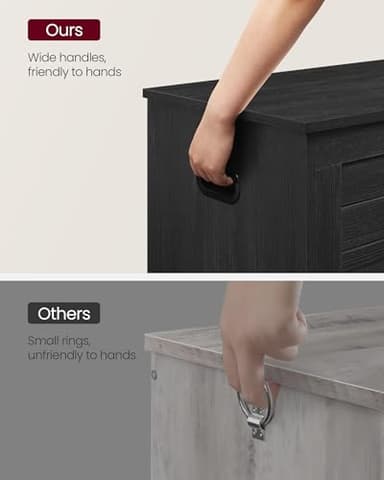 VASAGLE Storage Chest, Storage Bench with 2 Safety Hinges, Farmhouse Style, 15.7 x 39.4 x 18.1 Inches, for Entryway, Bedroom, Living Room, Charcoal Gray ULSB061B01 - Image 9