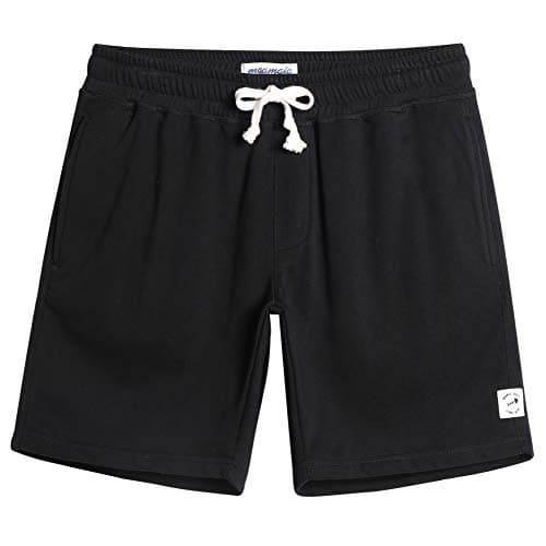maamgic Mens Sweat Shorts 7" Above Knee Workout Gym Shorts Lounge Shorts with Zipper Pockets Black X-Large - Image 1