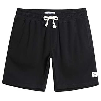 maamgic Mens Sweat Shorts 7" Above Knee Workout Gym Shorts Lounge Shorts with Zipper Pockets Black X-Large - Image 1
