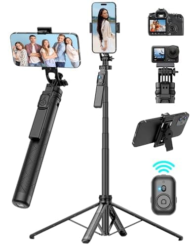 POVODO 71" Cell Phone Tripod & Selfie Stick, for iPhone Tripo d Stand, Travel Tripod with Remote, Phone Selfie Stick for iPhone 11/14/ 15/16 Compatible with All Phones,for gopro and Cameras