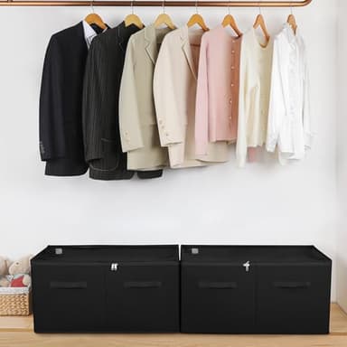 TOPIA HOME Shoe Organizer for Closet 2 Pack, Foldable Shoe Box with Adjustable Divider and Clear Cover, Space Saving Shoe Storage Organizer Cabinet with Reinforced Handles, Fits 40 Pair, Black, TP11B - Image 6